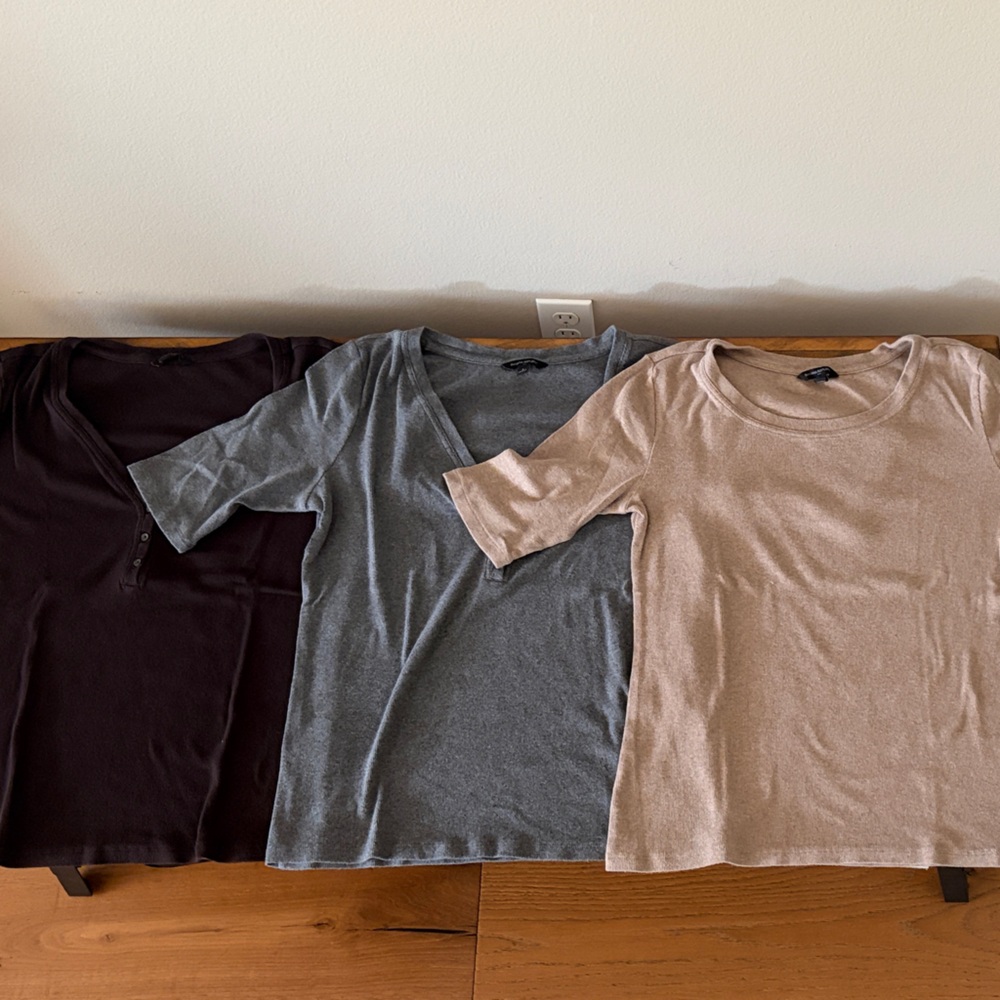 Banana Republic Long Sleeve Tops - Black, Gray, and Tan